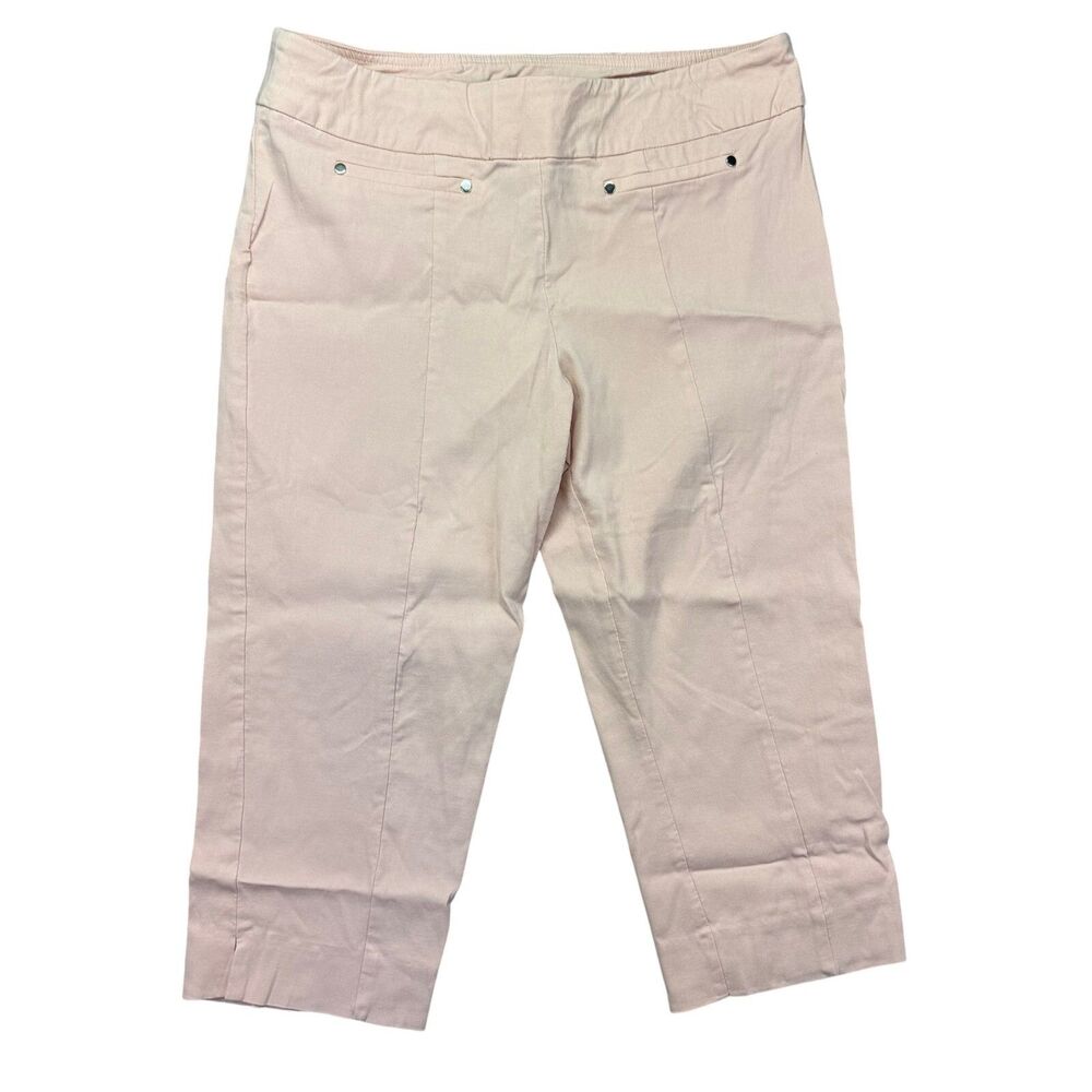 Darby + Luke Pants Womens 10 Pink Cropped Pull-On Stretch Preppy Business Slacks